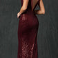 Juliet 264 Long Fitted Sequin Dress Sheer Sides