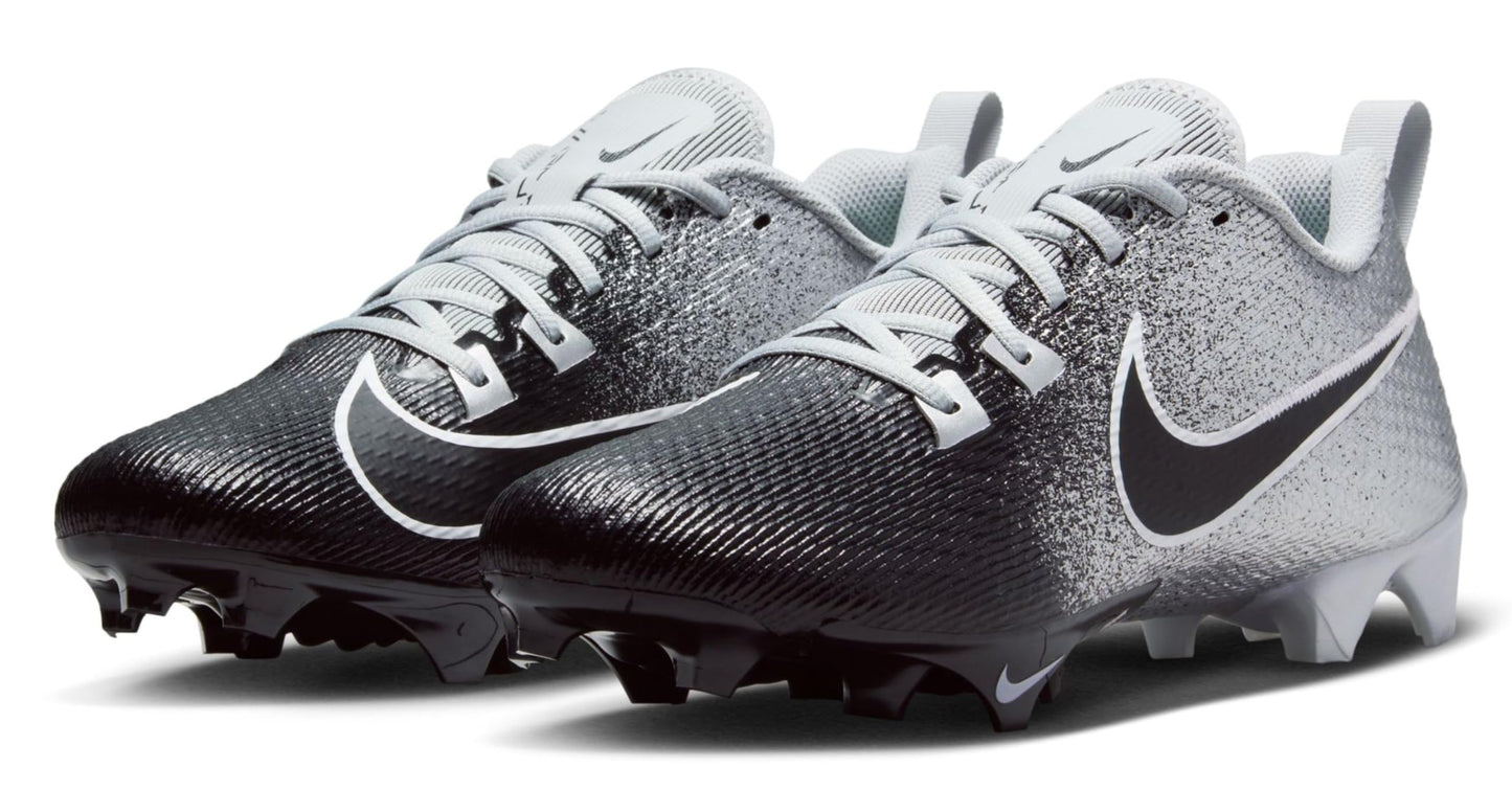 Tacos de fútbol americano Nike Vapor Edge Speed 360 2 (plata metalizado/negro-blanco sistema de tallas de calzado de EE. UU. para hombre adulto numérico mediano 12)