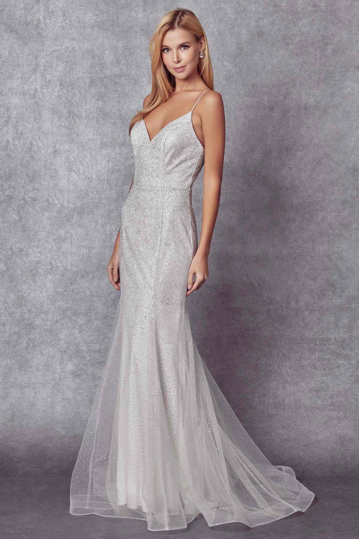 Vestido de novia ajustado con malla brillante Juliet 271W