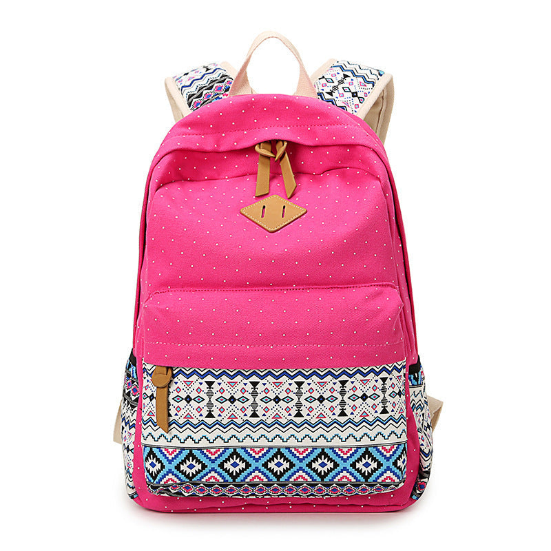 Female Minority Ethnic Style Leisure Dot Elementary School Students' Schoolbags