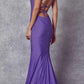 Vestido largo de sirena acentuado con pedrería Juliet 276