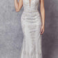 Vestido de sirena Juliet 277 de tul con diseño de brillantina elegante