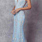 Vestido de sirena Juliet 277 de tul con diseño de brillantina elegante