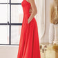 Julieta 278 – Vestido de gala formal de satén con corte A y bolsillos laterales