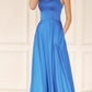 Julieta 278 – Vestido de gala formal de satén con corte A y bolsillos laterales