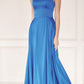 Julieta 278 – Vestido de gala formal de satén con corte A y bolsillos laterales
