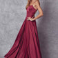 Julieta 278 – Vestido de gala formal de satén con corte A y bolsillos laterales