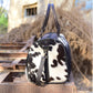 Black and White Overnight Bag, Cow Hide Pony Skin Design, Luxurious Travel Essential, Unique Gift for Jetsetter