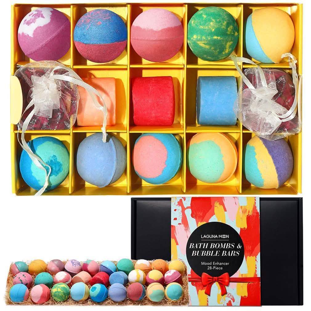 Set de 28 piezas: Bombas de baño y barras de burbujas