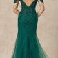 Juliet 281 Long Fully Mesh Gown Off the Shoulder Sleeves Mermaid Skirt