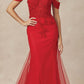 Juliet 281 Long Fully Mesh Gown Off the Shoulder Sleeves Mermaid Skirt