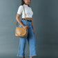 The Croco Satchel- Beige