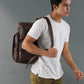 Alpha Brown Buffalo Leather Travel Backpack