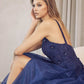 Juliet 283 3D Flowers Embroidered Tulle Glitter Skirt High Slit