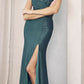 Juliet 284 Long Ruched Bodice Mermaid Evening Gown with Slit