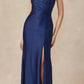 Juliet 284 Long Ruched Bodice Mermaid Evening Gown with Slit