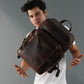Alpha Brown Buffalo Leather Travel Backpack