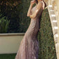 Juliet 286 Floor Length Feather Skirt Embellished Fitted Prom Dress