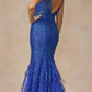 Juliet 286 Floor Length Feather Skirt Embellished Fitted Prom Dress