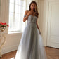 Vestido de fiesta Juliet 287 con top de cuentas sin hombros y falda en A
