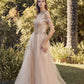 Vestido de fiesta Juliet 287 con top de cuentas sin hombros y falda en A