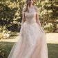 Vestido de fiesta Juliet 287 con top de cuentas sin hombros y falda en A