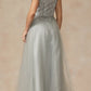 Vestido de fiesta Juliet 287 con top de cuentas sin hombros y falda en A