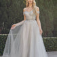 Vestido de fiesta Juliet 287 con top de cuentas sin hombros y falda en A