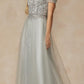 Vestido de fiesta Juliet 287 con top de cuentas sin hombros y falda en A