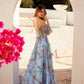 Juliet JT2887C Whimsy Sweetheart Off Shoulder Ruffled A-Line Print Gown
