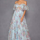 Juliet JT2887C Whimsy Sweetheart Off Shoulder Ruffled A-Line Print Gown