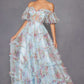 Juliet JT2887C Whimsy Sweetheart Off Shoulder Ruffled A-Line Print Gown
