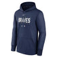 Nike Mens MLB Pre Game Therma Hoodie (US Alpha Medium Regular Regular Navy Atlanta Braves)