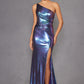 Juliet JT2910H Long Metallic Fitted One Shoulder Prom Gown