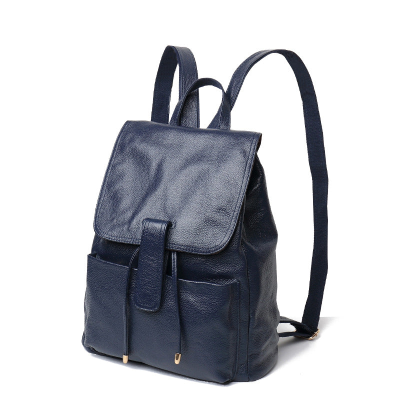 Women's Cowhide Version College Style Genuine Leather Backpacks