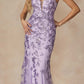 Juliet 294 Long Butterfly Appliques Low V-Neck Prom Dress