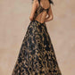 Juliet 297 Floor Length Feathered Cap Sleeve Patterned Sequin A-Line Gown