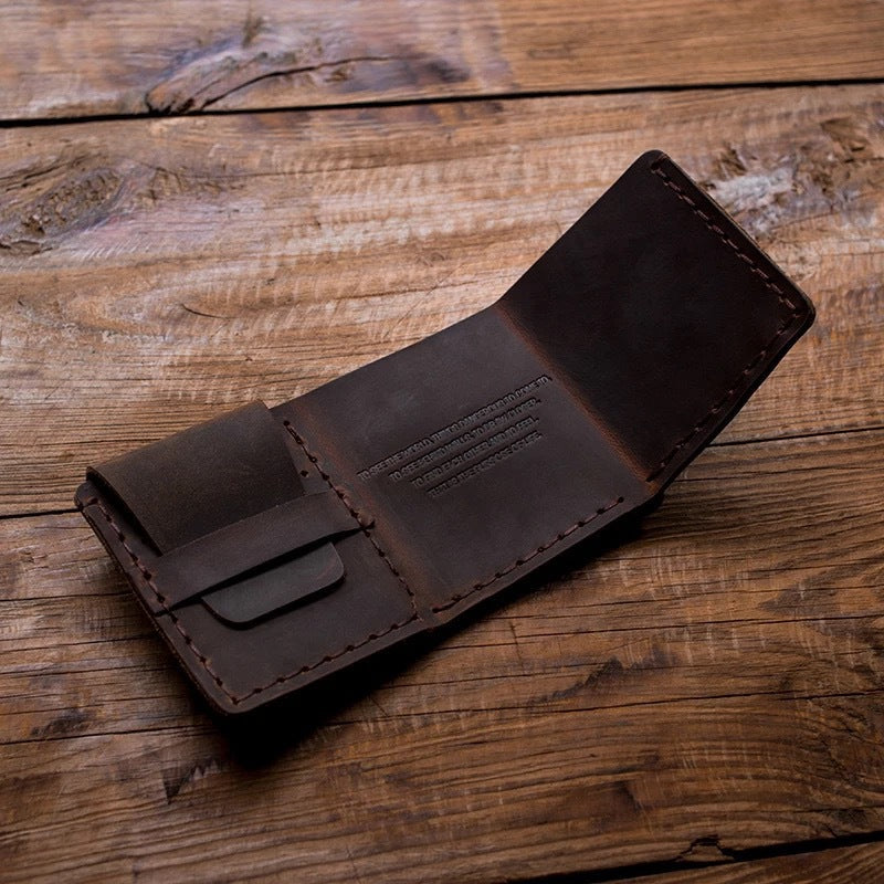 Men's Crazy Horse Leather Handmade Trifold Personality Retro Men's Wallets