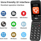 Teléfono plegable 4G desbloqueado para personas mayores, teléfono plegable básico, teléfono móvil para personas mayores, pantalla de 2.8" +1.5", botón SOS, marcación rápida, botones grandes, Bluetooth, cámara, radio FM, batería de 1400 mAh (negro mate).