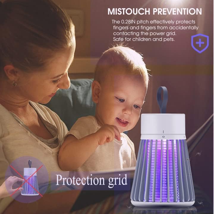 Mosquito Zapper, Rechargeable Bug Zapper with Safety Grid for Home and Camping, USB Charging Cordless Design, Purple Light Insect Killer for Indoor Outdoor Patio