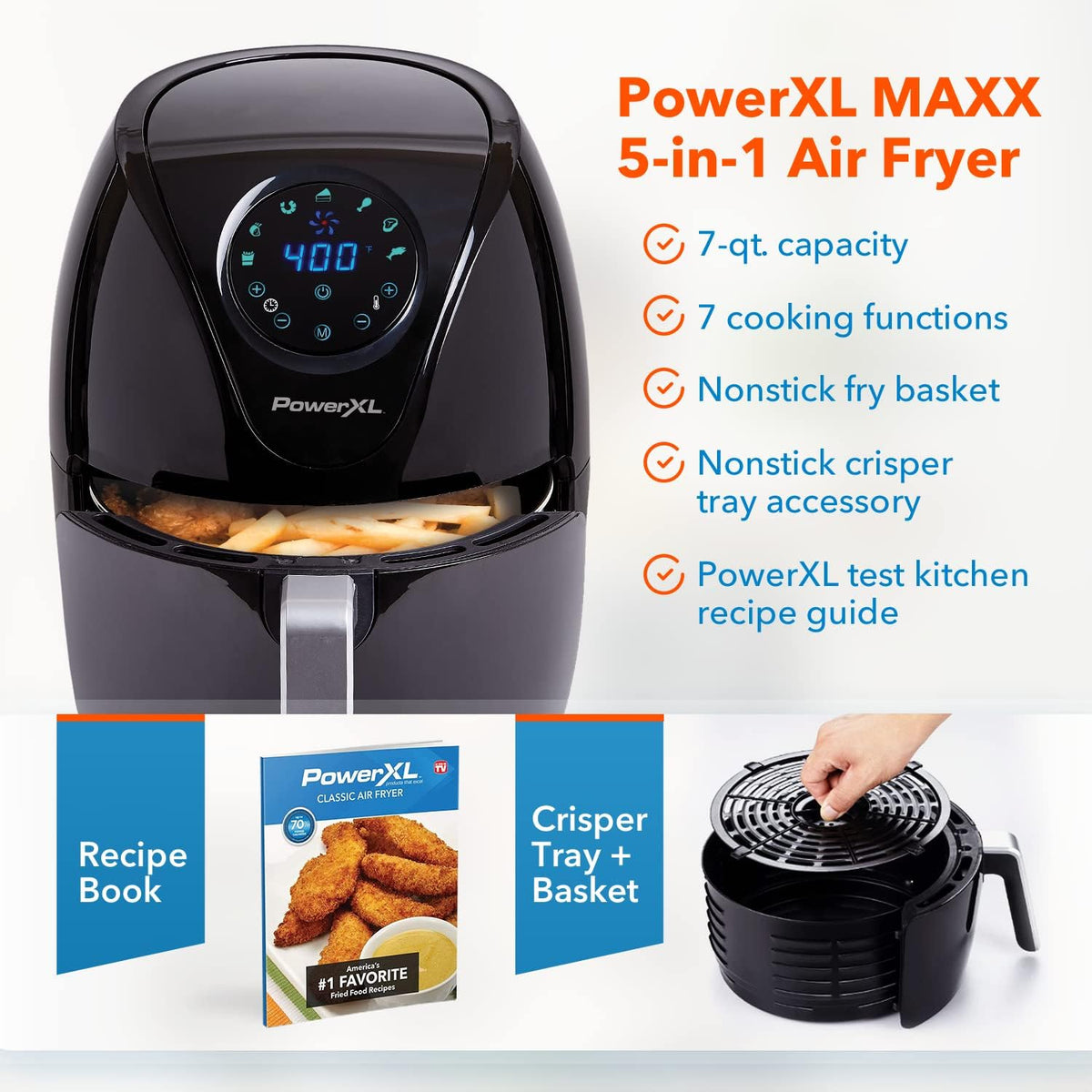PowerXL Freidora de Aire Maxx Classic de 7QT