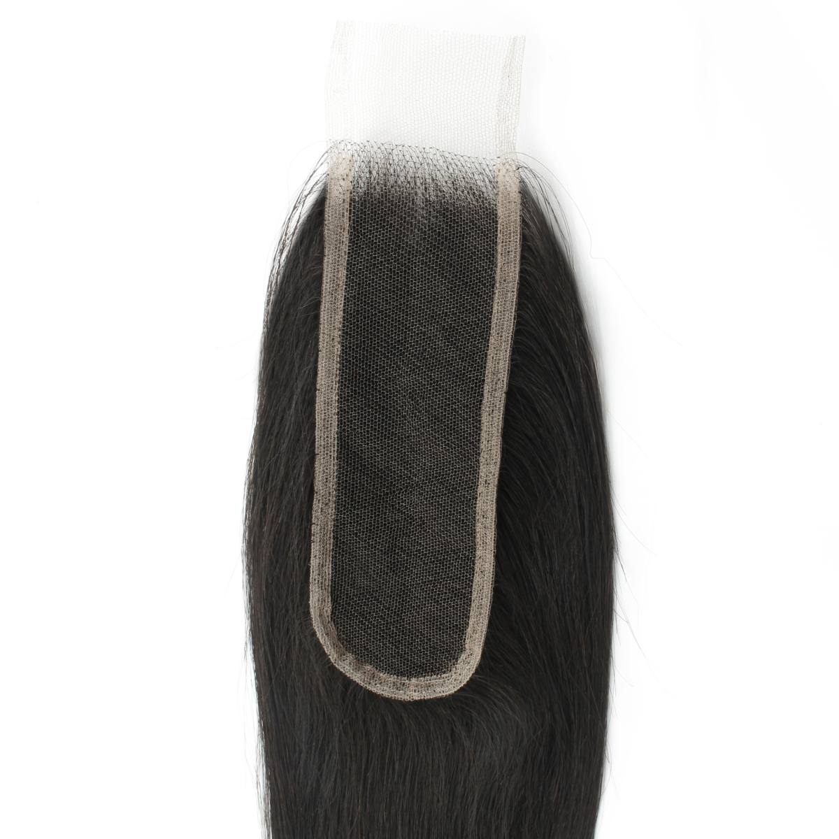 Cierre de cabello humano liso sedoso brasileño 2x6 HD Lace