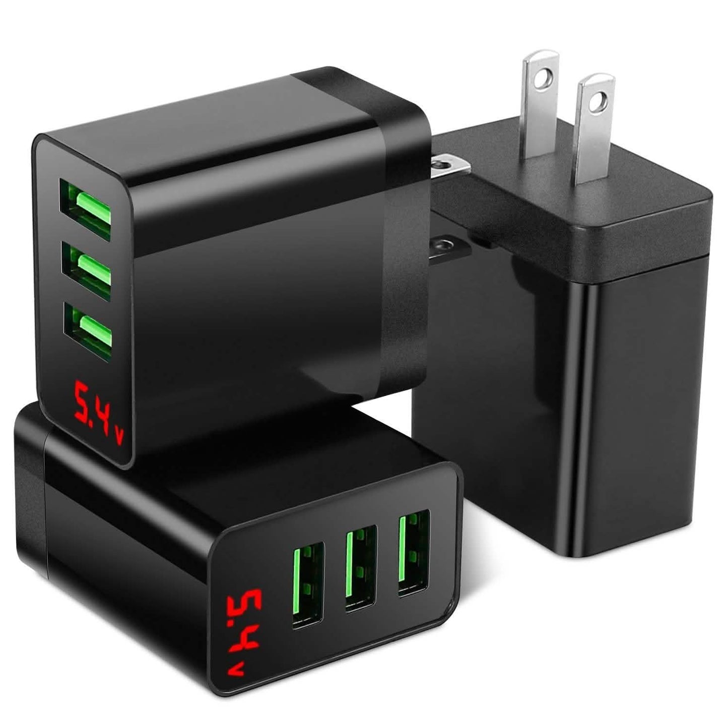 Paquete de 3: Adaptador de corriente USB de 3 puertos para cargador de pared