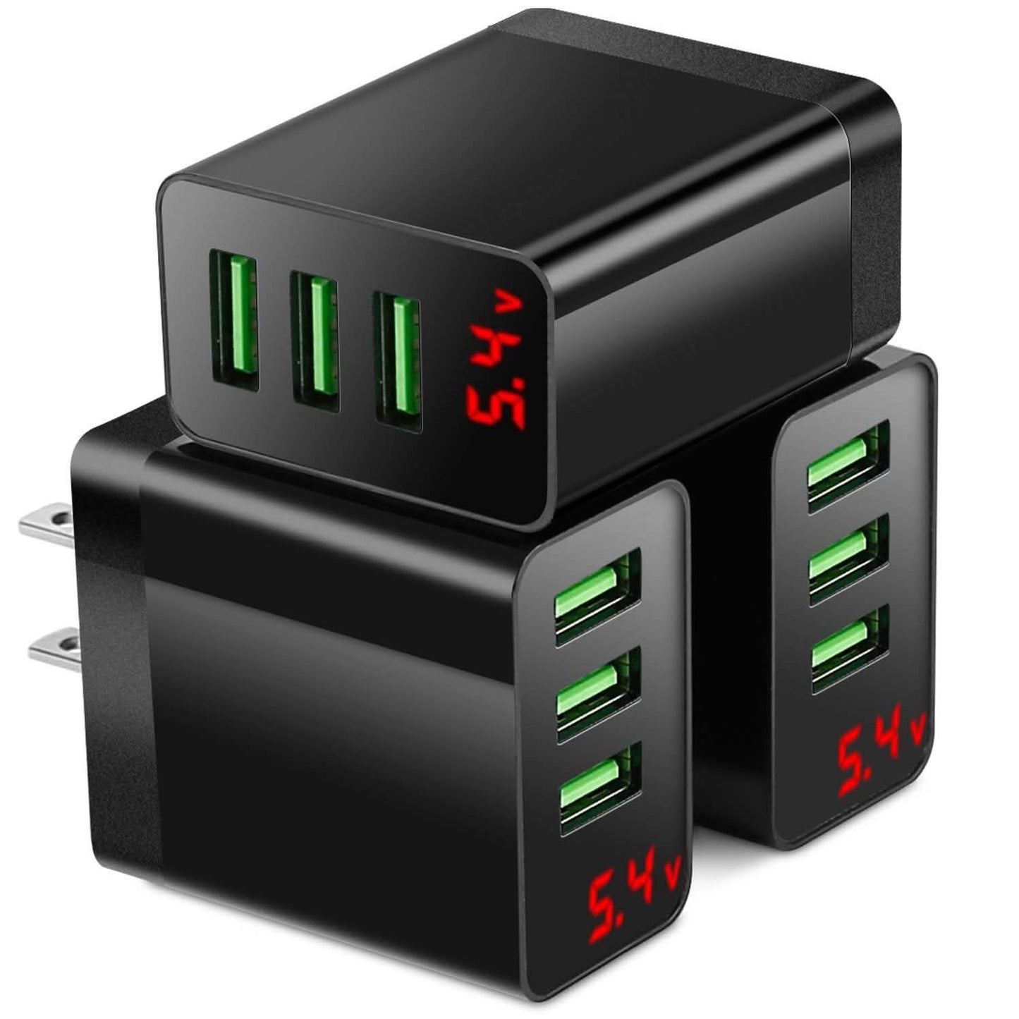 Paquete de 3: Cargador de pared USB de 3 puertos