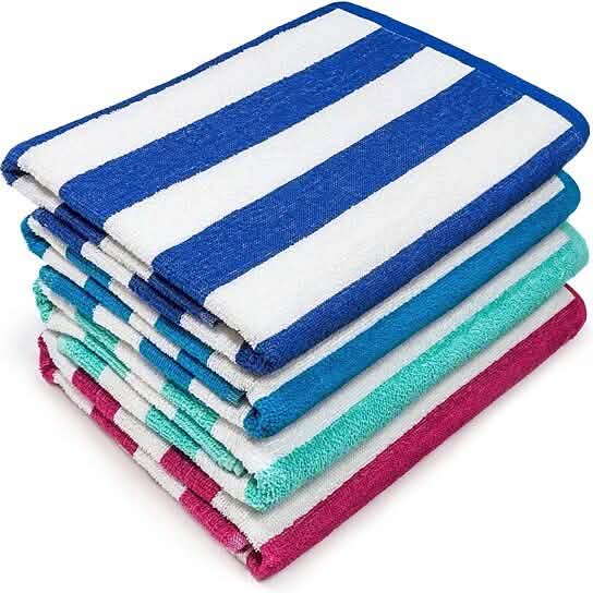 Paquete de 3: Toallas de playa para piscina o cabaña de hotel, ultra suaves, 100% algodón, a rayas, de 76 x 152 cm