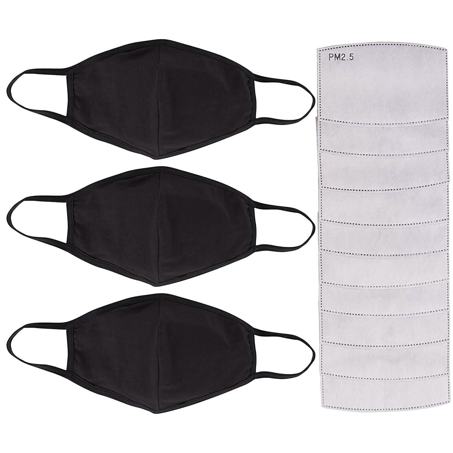 Paquete de 3: mascarillas reutilizables de algodón con 10 filtros