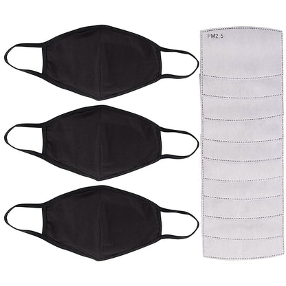 Paquete de 3: mascarillas reutilizables de algodón con 10 filtros
