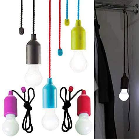 Paquete de 3: Bombilla LED decorativa y portátil con cuerda para encender