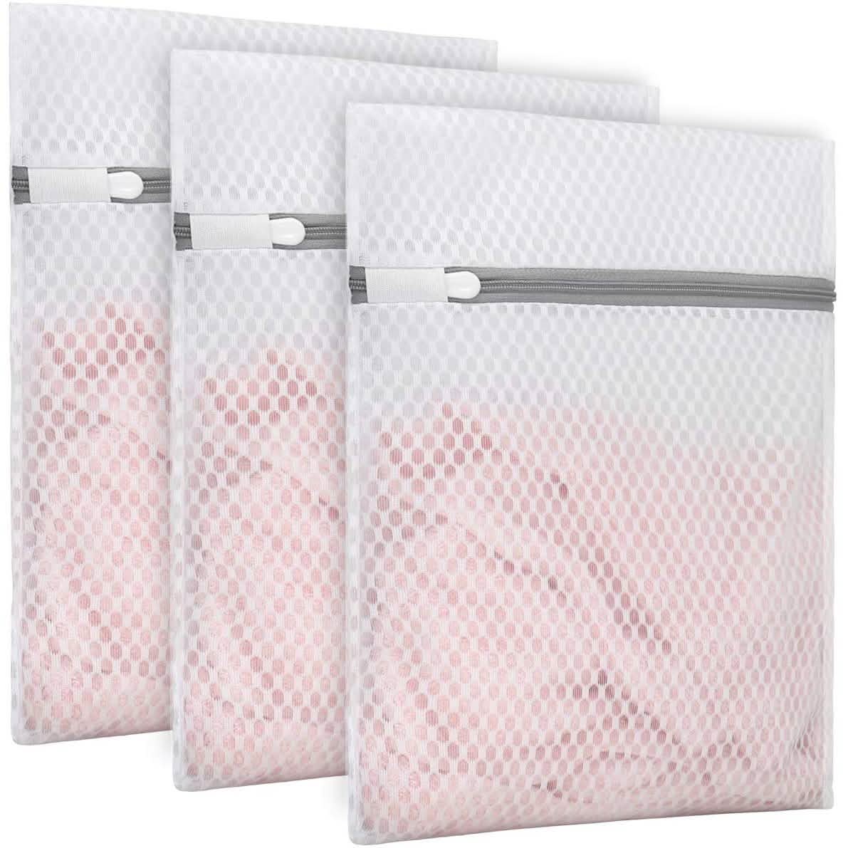 Paquete de 3: Bolsas de lavandería de malla de nido de abeja duraderas