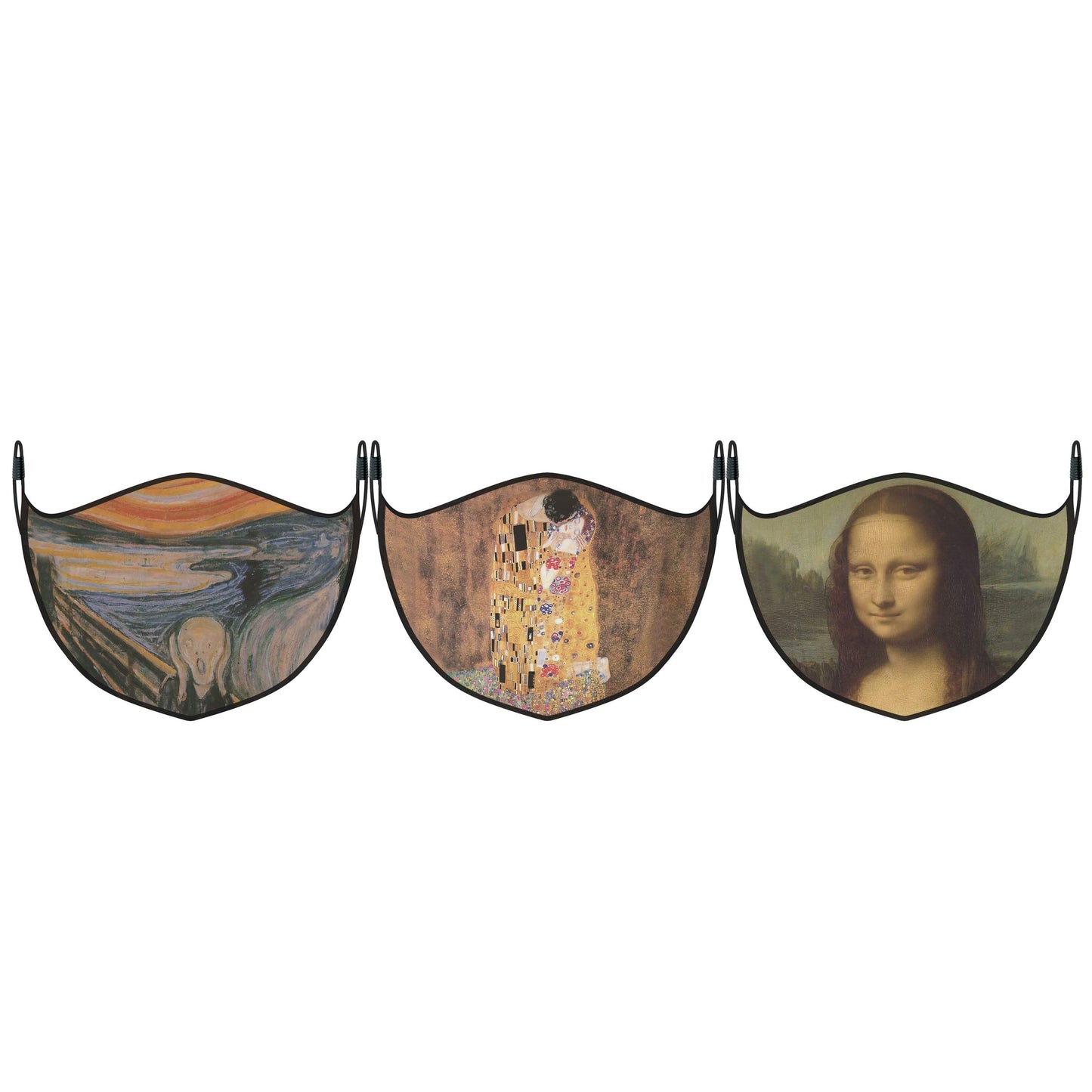 Paquete de 3: Mascarillas Reutilizables y Lavables de 2 Capas con Famosas Pinturas de Arte (No Médicas)